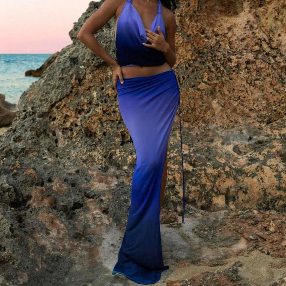 Rat & Boa Ombre Maxi Skirt Blue XL